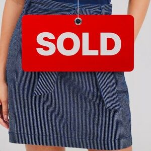LOFT Women's Skirt Size 10 Blue White Striped‎ Tie Waist Pockets